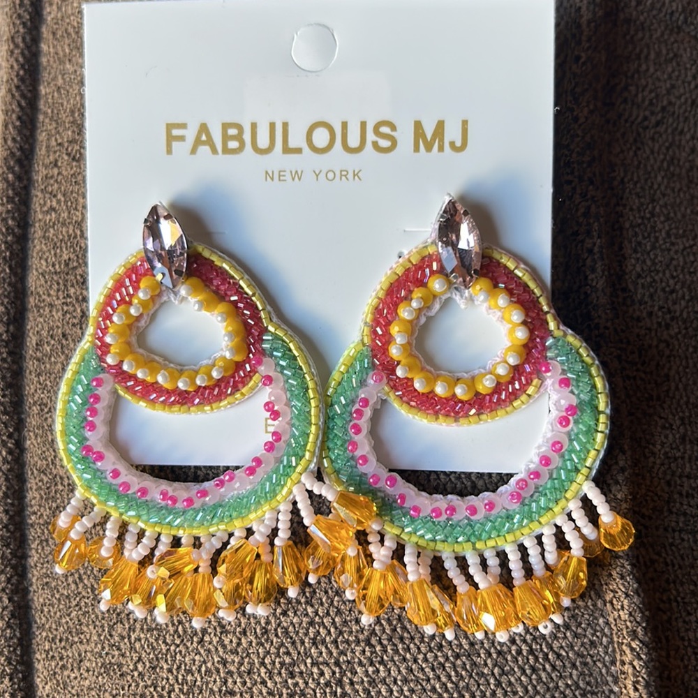 Seed Beaded Festive Drop Earrings